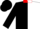 Black & white diagonal halves, red 'gazu' red collar & sleeves