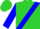 Lime, blue sash, blue sleeves