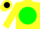 Yellow, black & white oak trees on green ball