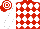 Red and White diamonds, White sleeves, hooped cap