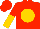 Scarlet, Gold Ball, Scarlet And Gold Halved Sleeves, Scarlet Cap