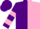 Purple, pink diagonal halves, pink hoops on sleeves