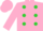 Pink, lime green dots, pink cap