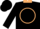Black, beige circle and 'pg', beige collar, black sleeves