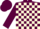 Maroon, cream blocks, maroon sleeves, maroon cap