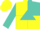 Yellow, turquoise triangle, yellow and turquoise quartered sleeves, yellow cap