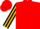 Red, black 'dh' in gold horseshoe, gold fleur de lis stripe on sleeves