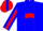 Blue, blue chevrons on red panel