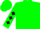 Green, white circled black 'cr', black diamonds on sleeves