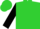 Lime green, blk 'ramy brooks' blk bull, lime green lightning bolts on black sleeves