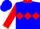 Blue, red diamond hoop, red collar,red sleeves