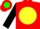 Red, green lantern on yellow ball, black sleeves