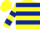 Yellow, dark blue 'sbs', light and dark blue hoops and bars on sleeves, dark blue cuffs, yellow cap