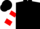 Black, white ma, red bars on sleeves, black cap