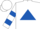 White, royal blue triangle, royal blue bars on sleeves