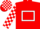 Red body, white hollow box, white arms, red check, white cap, red check