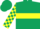 DARK GREEN, yellow hoop, check sleeves, dark green cap