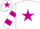 White, violet star, hooped sleeves, white cap, violet star