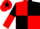 Red & black quartered, black & red halved sleeves, red cap, black star