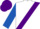 White, royal blue and purple sash, royal blue sleeves, purple cap