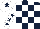 Dark blue and white check, white sleeves, dark blue stars, white cap, dark blue star