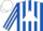 Royal blue, white triangle, white stripes on sleeves, white stripes on cap
