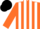Orange and white stripes, black cap