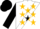 White, gold stars on black sash, black aro on sleeves, gold and black cap