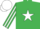 Emerald green, white star, striped sleeves, white cap