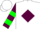 White, maroon diamond frame, maroon and green bars on sleeves, white cap