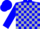 Blue, silver blocks, blue cap