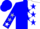 Blue & white halves, blue 'ultra' blue stars, blue sleeves, white & silver stars white cuffs