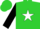 Lime green, green hornet on white star, black cuffs on slvs