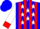 Blue, white stars, red stripes and cuffs on white sleeves
