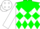 White, green diamond hoop, green yoke, green diamonds on white sleeves