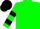 Forest green, three black hoops on sleeves, matching cap