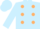 Light blue, beige spots, light blue sleeves and cap