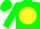 Green, green 'o' in yellow ball, green sleeves with yelow bars, green cap
