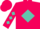 Hot pink, hot pink flying 'w' in turquoise diamond, turquoise diamonds on sleeves, hot pink cap