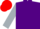 Purple, silver 'km', silver sleeves, red cap
