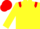 Yellow, red epaulets, red cap