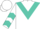 White, turquoise triangular panel, turquoise triangular panels on sleeves
