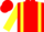 Red, yellow braces, yellow 'jf', yellow sleeves
