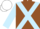 Brown, light blue cross belts and sleeves, white cap