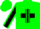 Kelly green, black cross, black sleeves, green diamond seams