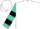 White, turquoise 'jc', turquoise and black hoops on sleeves