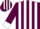 Maroon and white stripes, maroon sleeves, white collar and cuffs, striped cap