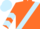 Orange, light blue sash, light blue chevrons on sleeves, light blue cap