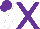 White, purple cross sashes, purple cap