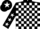 Black and white check, black sleeves, white stars, black cap, white star